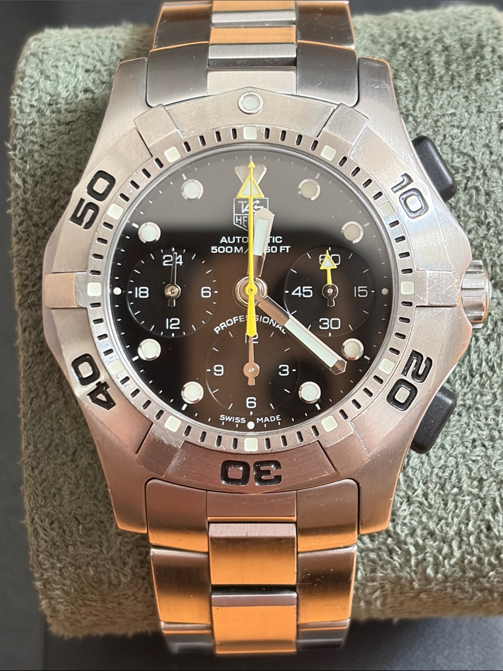 TAG HEUER 500m aguagraph .stainless steel bracelet & case .